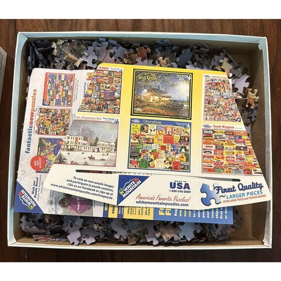 Terry Redlin Trimming The Tree 1000 Pc Christmas Jigsaw Puzzle White Mountain - Picture 5 of 5